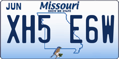 MO license plate XH5E6W