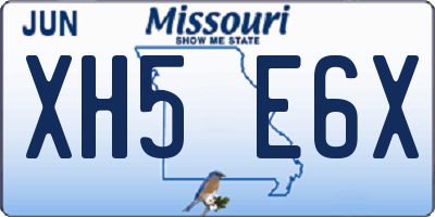 MO license plate XH5E6X