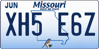 MO license plate XH5E6Z