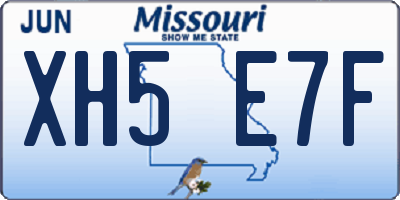 MO license plate XH5E7F