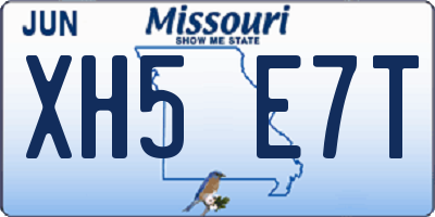 MO license plate XH5E7T