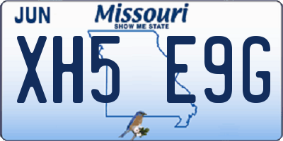 MO license plate XH5E9G