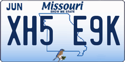 MO license plate XH5E9K