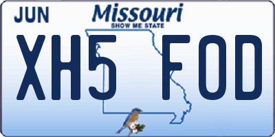 MO license plate XH5F0D