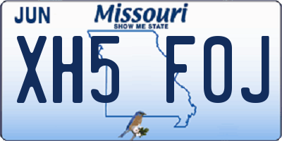 MO license plate XH5F0J
