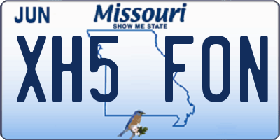 MO license plate XH5F0N