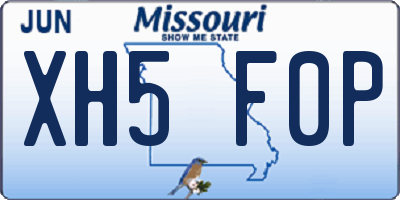 MO license plate XH5F0P