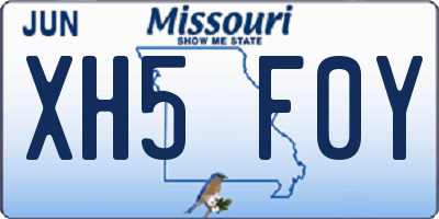 MO license plate XH5F0Y