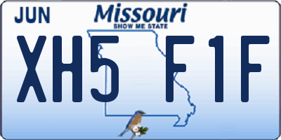 MO license plate XH5F1F
