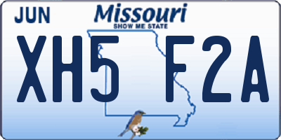MO license plate XH5F2A