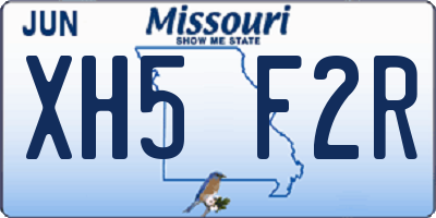 MO license plate XH5F2R