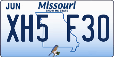 MO license plate XH5F3O