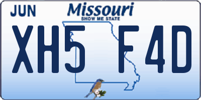 MO license plate XH5F4D