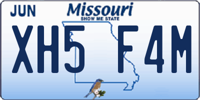 MO license plate XH5F4M