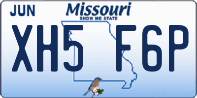 MO license plate XH5F6P