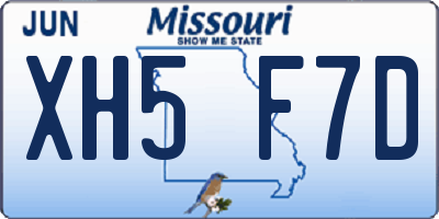MO license plate XH5F7D