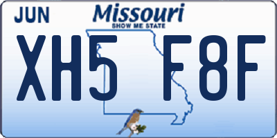 MO license plate XH5F8F