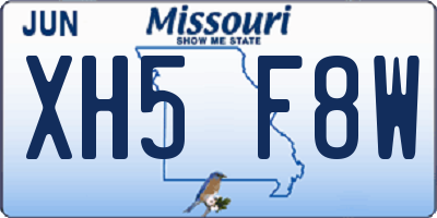 MO license plate XH5F8W