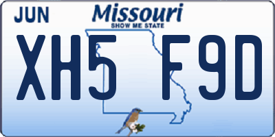 MO license plate XH5F9D