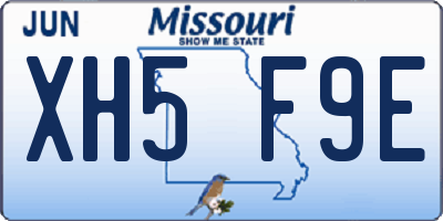 MO license plate XH5F9E