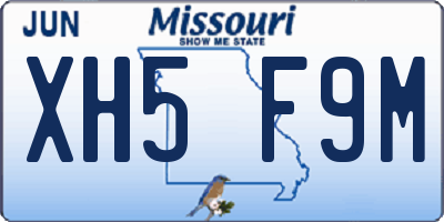 MO license plate XH5F9M