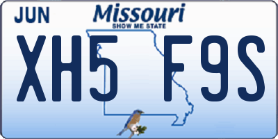MO license plate XH5F9S