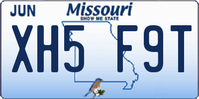 MO license plate XH5F9T