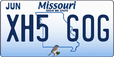 MO license plate XH5G0G