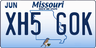 MO license plate XH5G0K