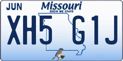 MO license plate XH5G1J