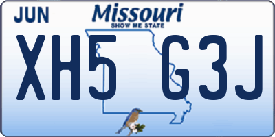MO license plate XH5G3J