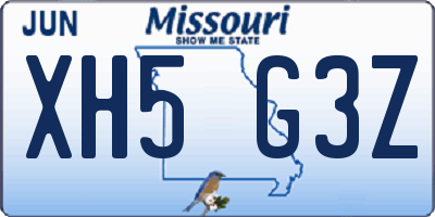 MO license plate XH5G3Z