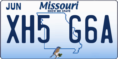 MO license plate XH5G6A