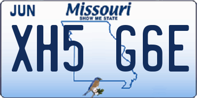 MO license plate XH5G6E