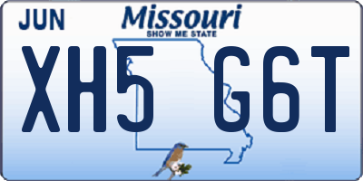 MO license plate XH5G6T