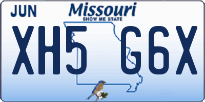 MO license plate XH5G6X