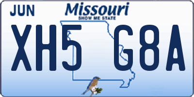 MO license plate XH5G8A