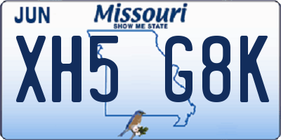 MO license plate XH5G8K