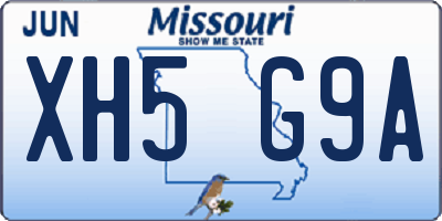 MO license plate XH5G9A