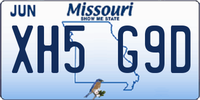 MO license plate XH5G9D