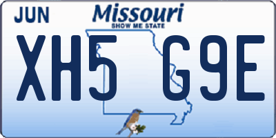 MO license plate XH5G9E