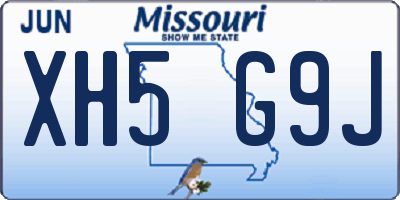 MO license plate XH5G9J