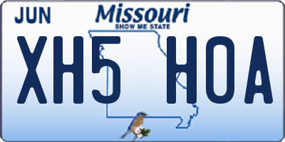 MO license plate XH5H0A