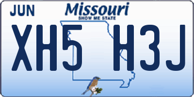 MO license plate XH5H3J