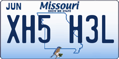 MO license plate XH5H3L