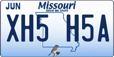 MO license plate XH5H5A