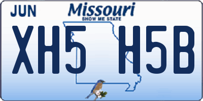 MO license plate XH5H5B