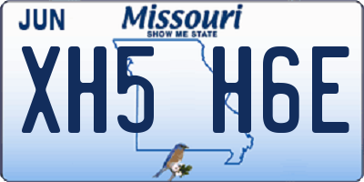 MO license plate XH5H6E