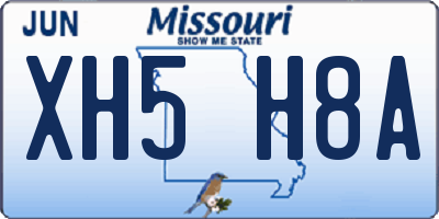 MO license plate XH5H8A