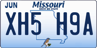 MO license plate XH5H9A